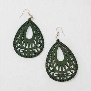 Wood Green Hollow Out Drop Earrings